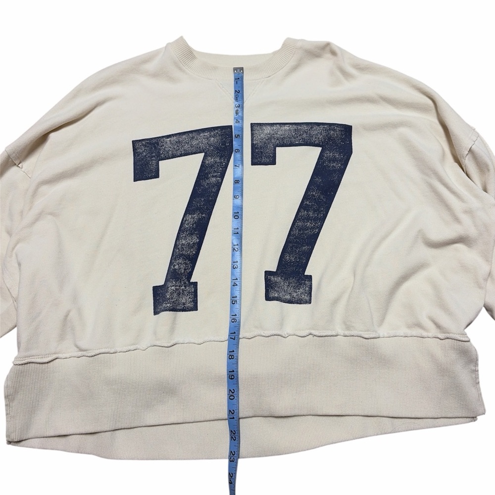 American Eagle Cream Sweatshirt with Navy 77 Print - Size Small - Picture 5 of 5